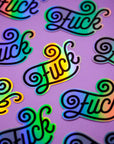Autocollant holographique Fuck