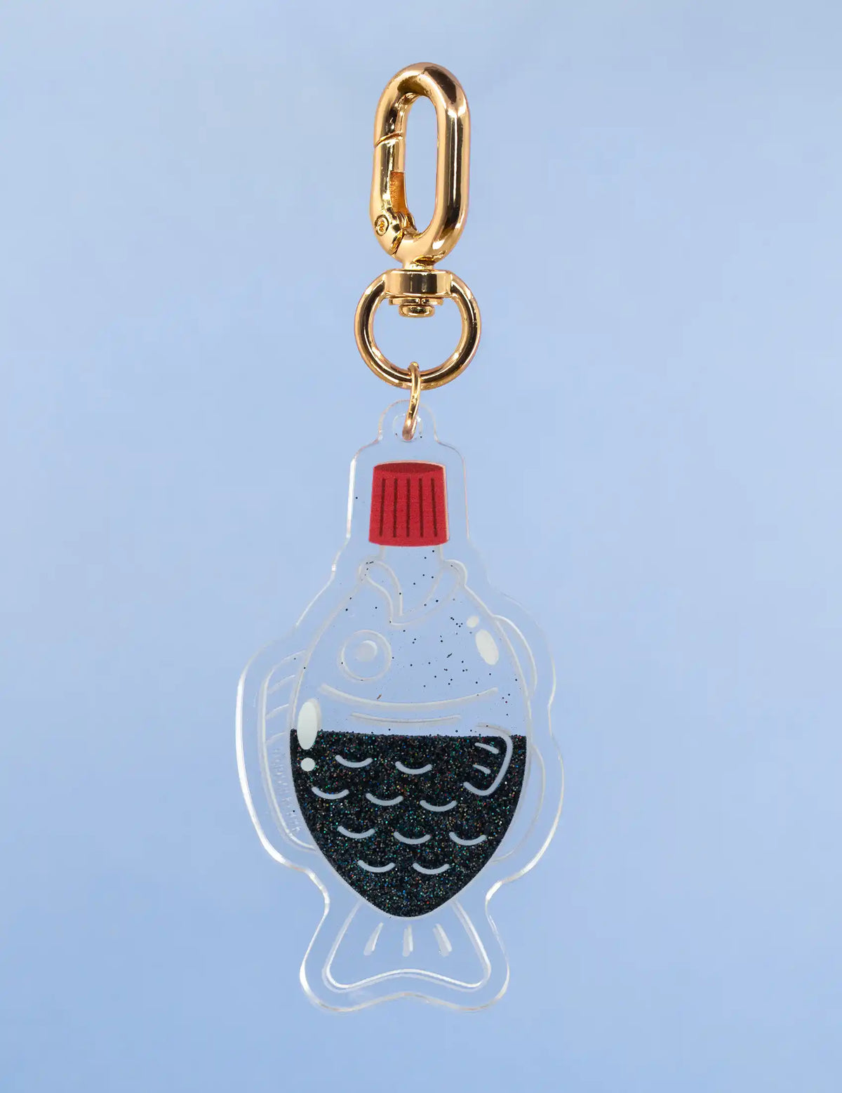Soy sauce fish glitter liquid keychain