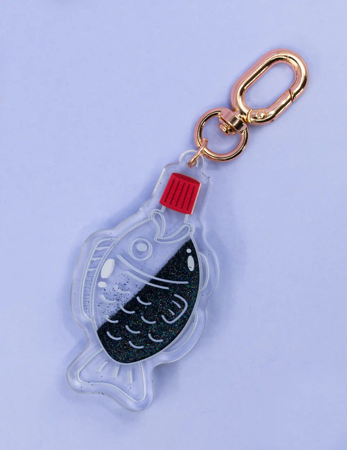 Soy sauce fish glitter liquid keychain