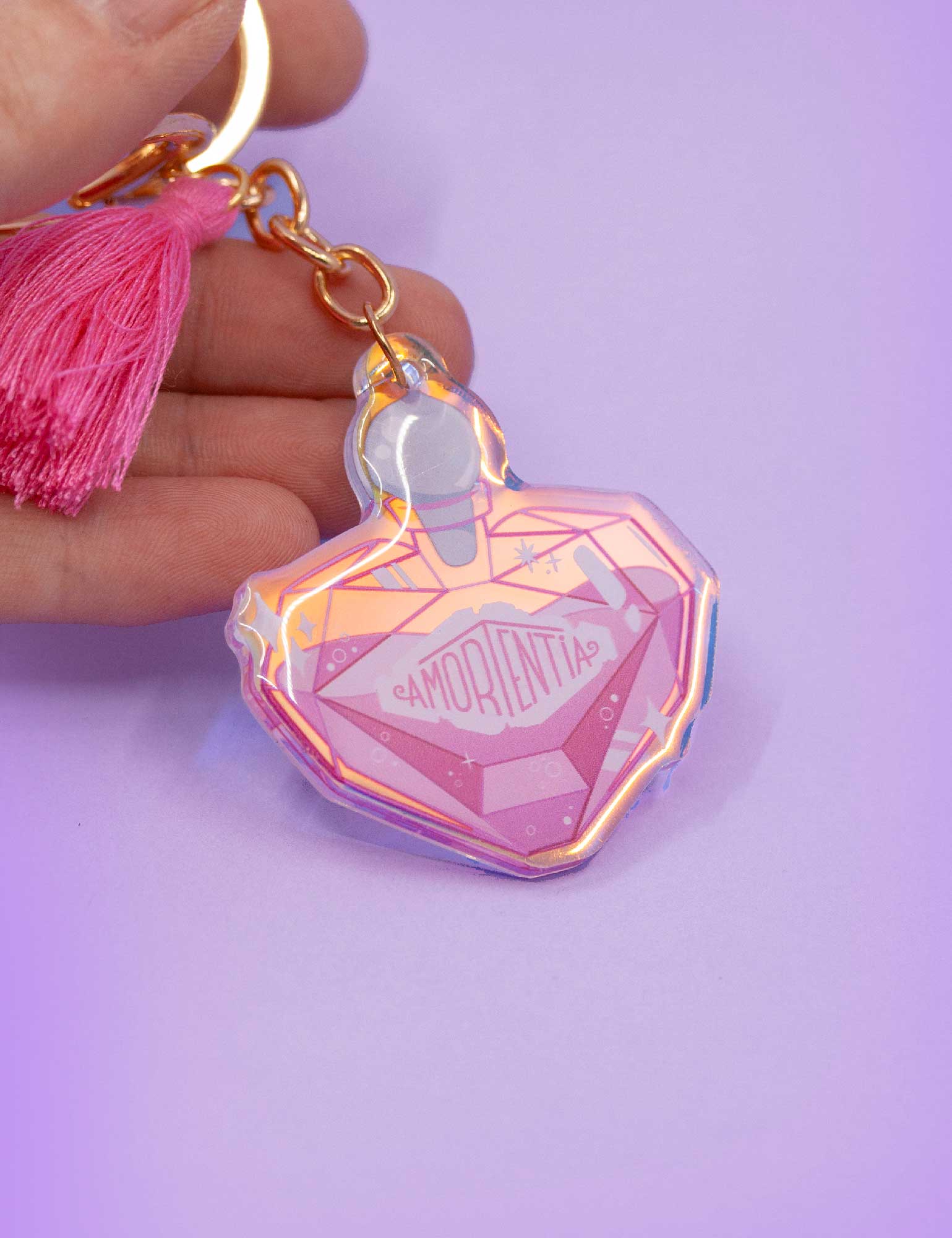 Porte-clés en acrylique holographique Amortentia