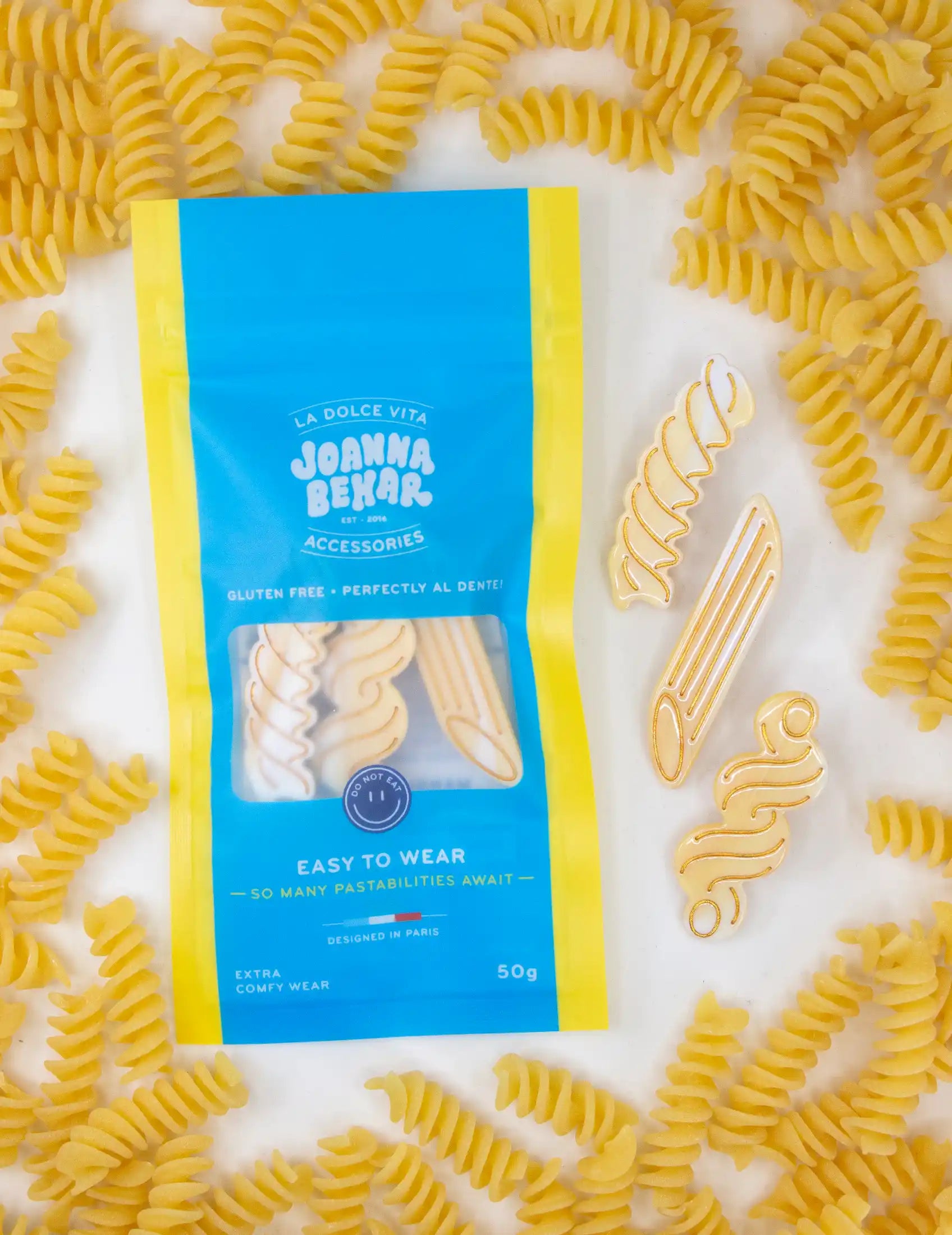 Pasta Alligator hair clip set - Penne, Fusilli, Cavatappi