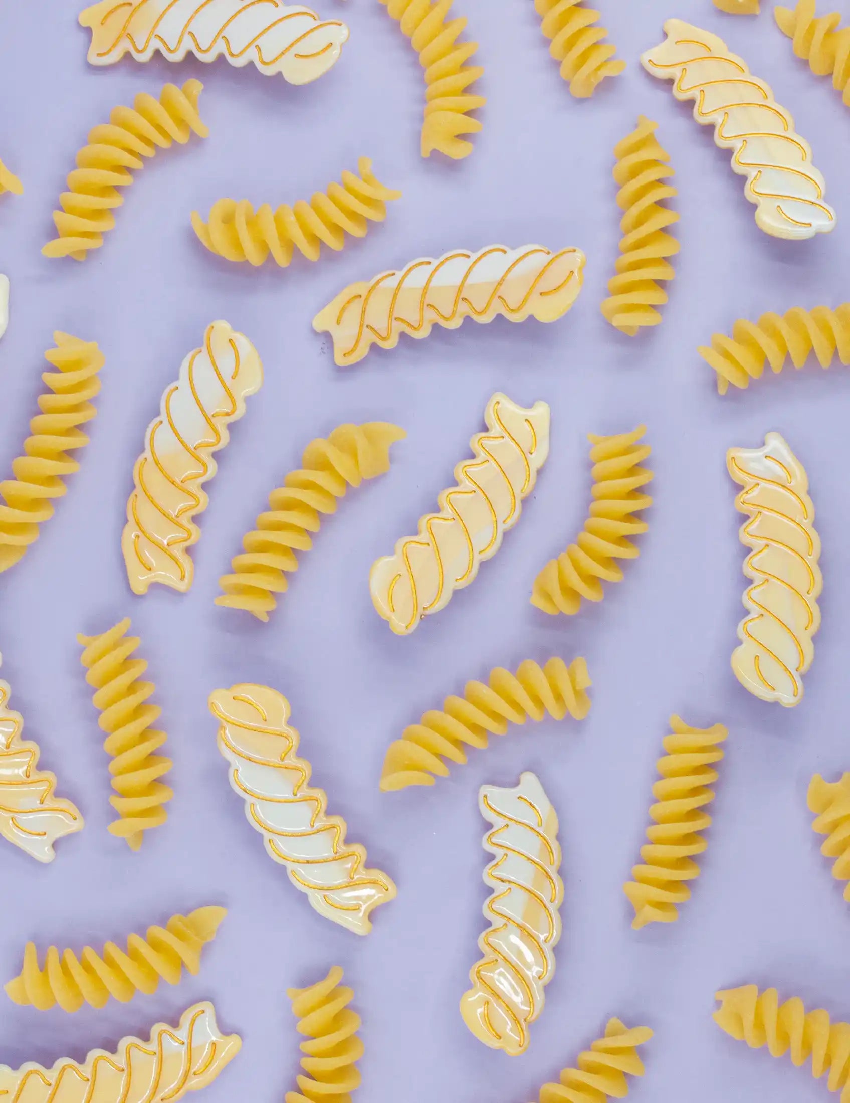 Pasta Alligator hair clip set - Penne, Fusilli, Cavatappi