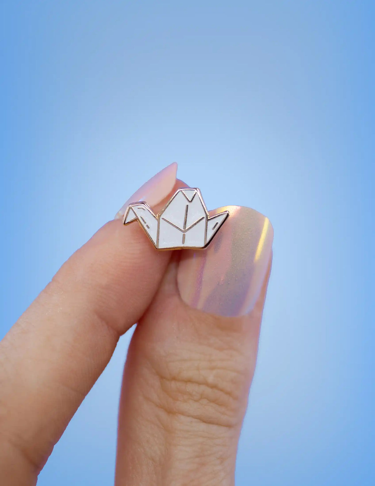 Origami lucky crane enamel pin