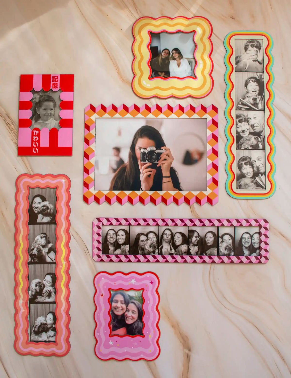 Sunset wavy 5cm x 20cm Magnetic vintage photobooth frame