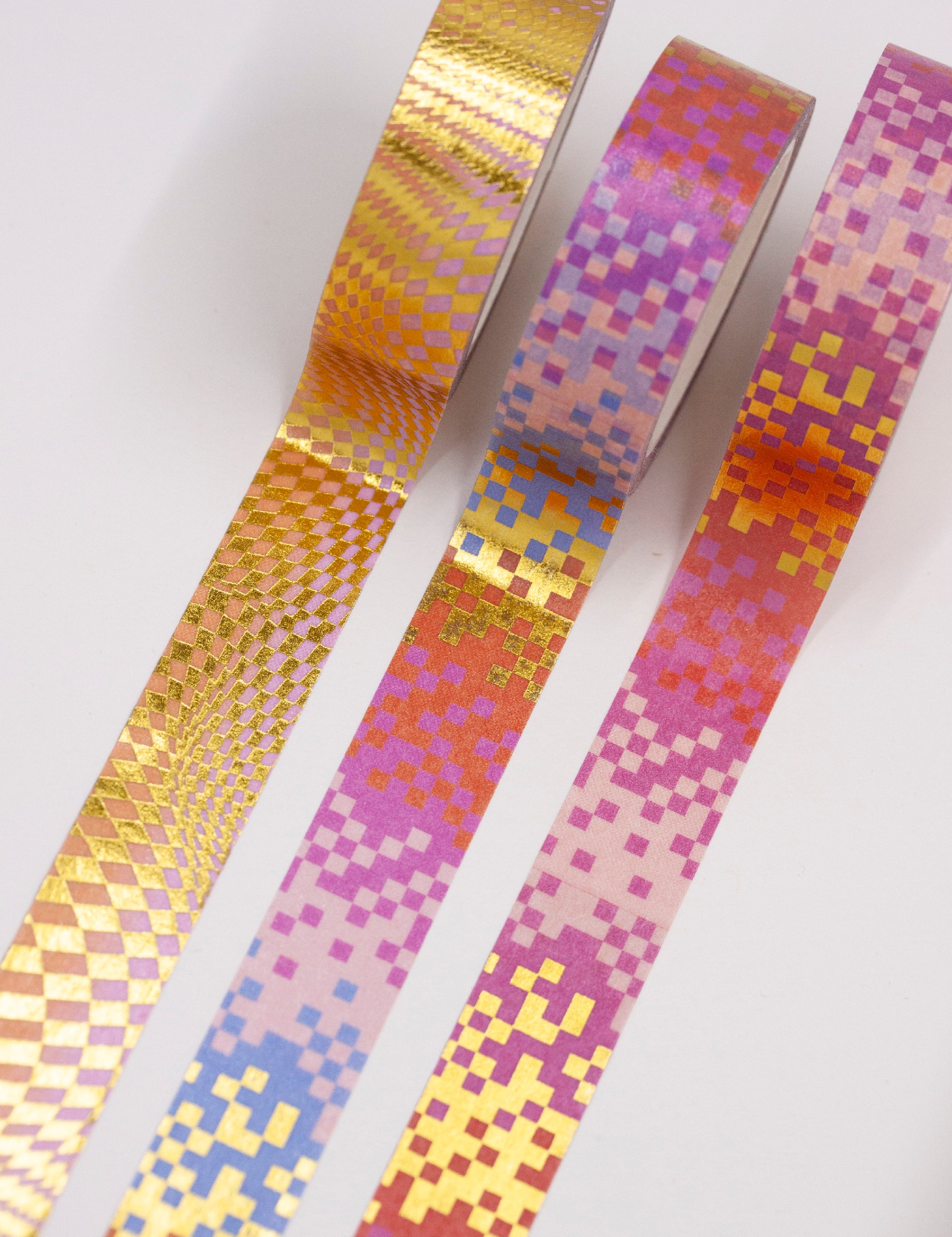 Ruban Washi pixelisé avec détails en feuille d&#39;or 
