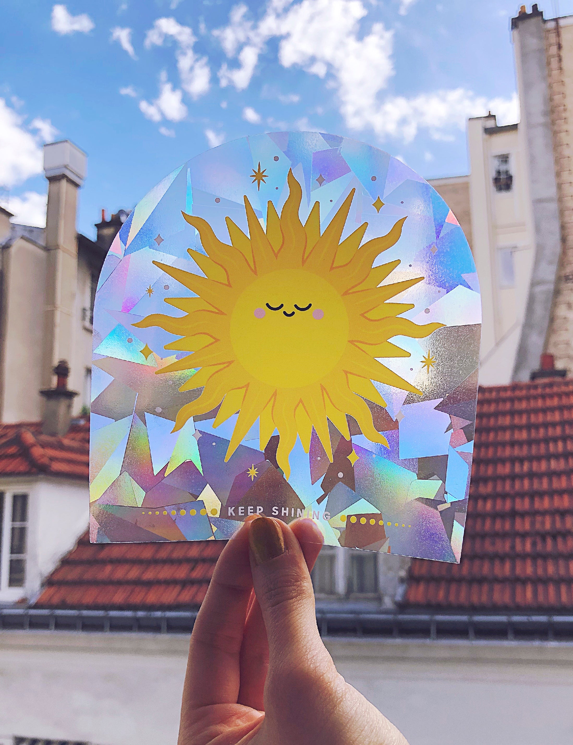 Autocollant attrape-soleil « Keep shining sun »