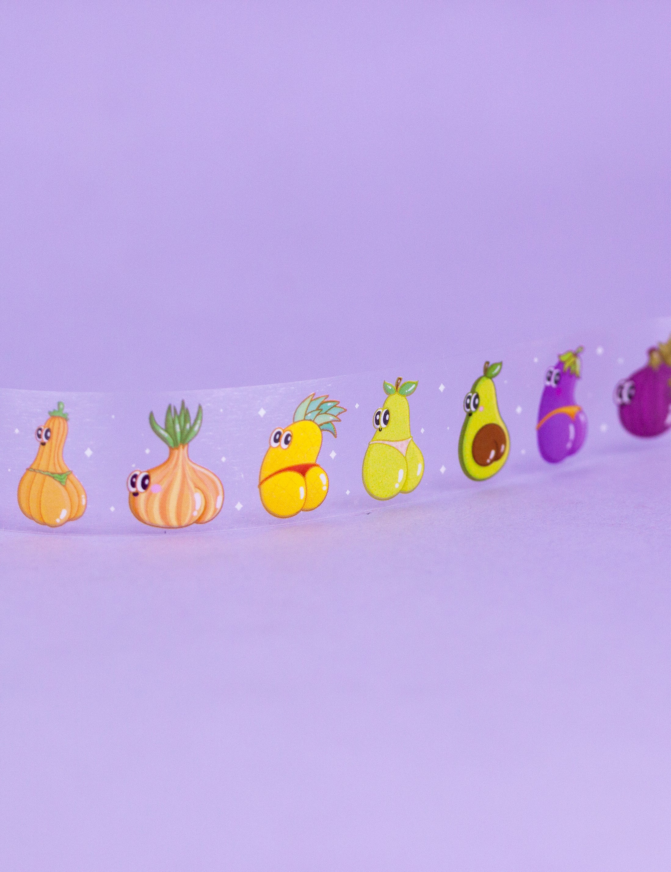 Ruban Washi transparent avec mégots de fruits et légumes 
